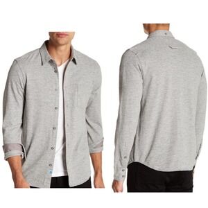 NEW NWT Jason Scott Wilson Heather Gray Button Down Contrast Cuff - M